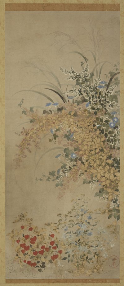 Flowers and Grasses, Hanging Scroll (Mounted on Panel), 1600-30 by Master of I nen Seal